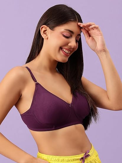 Clovia Women’s Soft Cotton Full-Coverage Wire-Free T-Shirt Bra – Non-Padded Comfort Fit